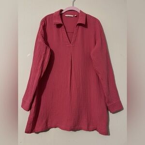 SOFT SURROUNDINGS | Key Biscayne Gauze Tunic 3/4 Sleeve Relaxed Notched Collar